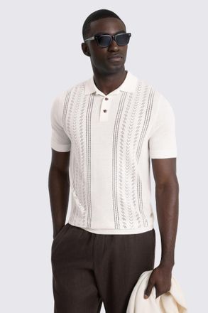 Moss Off-White Pointelle Polo Shirt