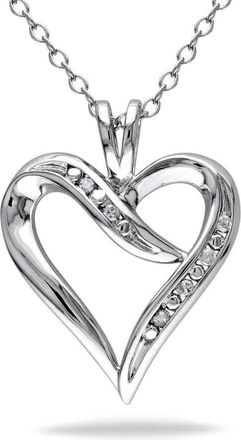 Amour Diamond Heart Pendant with Chain In Sterling Silver