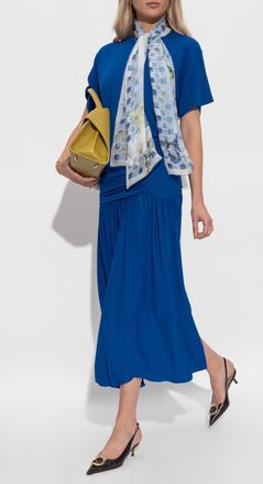 Ferragamo Dress With Draping, Womens, Blue