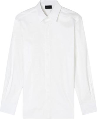 Emporio Armani Casual overhemd - Heren - Zakelijke Overhemden - Wit - S - Katoen - Overhemden