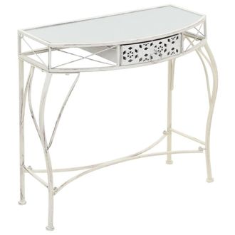 Berkfield Home Side Table French Style Metal 82x39x76 cm White | Size: 82 x 39 x 76 cm