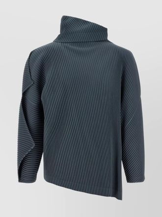 Homme Plissé Issey Miyake modern high collar knit with button detail