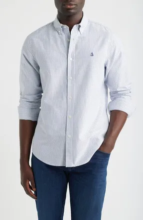 Nordstrom Sailboat Emblem Cotton Button-Down Oxford Shirt in Navy Even Stripe at Nordstrom, Size Xx-Large