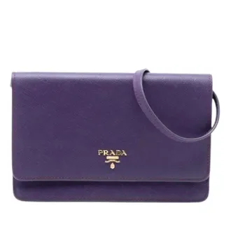Prada Pre-owned Cross Body Bags, female, Purple, Size: ONE SIZE Pre-owned Long Wallet Crossbody