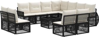 vidaXL Conjunto De Sof&aacute;s De Jard&iacute;n 12 Uds. Negro Y Blanco Crema Vidaxl