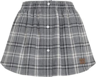 Miu Miu Short Skirts, female, Gray, Size: S Cotton Midi Skirt