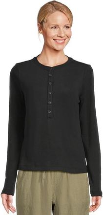 L.L.Bean Signature Premium Thermal Long Sleeve Henley Shirt Womens Clothing Black Slate : XL, Cotton/Polyester