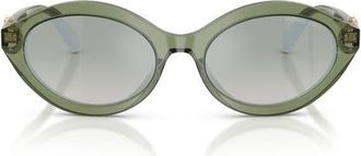 Michael Kors Carlazzo 55mm Oval Sunglasses in Green Transparent /Green at Nordstrom