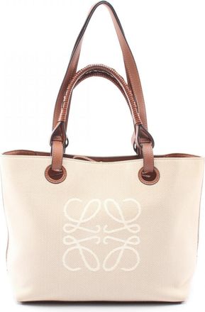 Loewe Beige Brown Canvas Handbag Tote Bag (Pre-Owned)