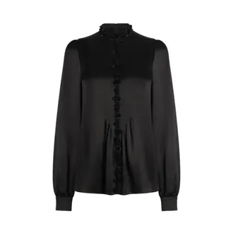 Dolce & Gabbana Silk Satin Top - female - Dolce & Gabbana - Blouses - Black - XL - Blouses & Shirts