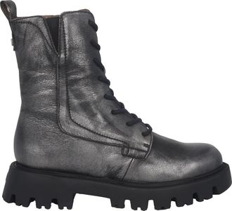 Wonders Grijze Enkellaars voor Vrouwen - Dames - Veterlaarzen - Grijs - 35 EU - Leer - Schoenen