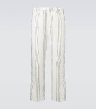 Commas Pantalones rectos Textured de algod&oacute;n a rayas