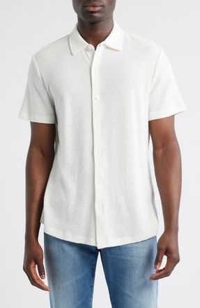 Robert Barakett Newman Short Sleeve Knit Button-Up Shirt in White at Nordstrom, Size Xx-Large