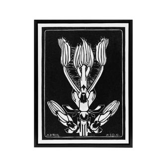 Artery8 April Flower Vintage Black White Framed Canvas Wall Art Print de Graag | Size: W24 x H32