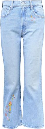 Mother floral-embroidered the scooter ankle jeans - Blue