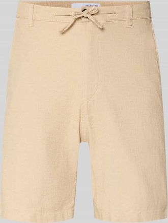 Selected Slim Fit Bermudas aus Baumwoll-Leinen-Mix Modell BRODY in Beige, Gr&ouml;&szlig;e XXL