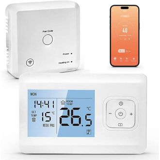 OEM Termostato Inteligente Programable Wifi Crezuo - Control Por Voz Con Alexa Y Google Home - Protecci&oacute;n Antihielo - Alimentaci&oacute;n Por Pilas O Usb