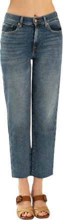 7 For All Mankind Malia Luxe Vintage Cropped Jeans - Dames - Cropped Jeans - Blauw - W24 - Katoen - Jeans
