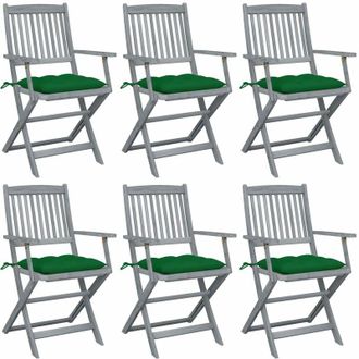 vidaXL Sillas De Jard&iacute;n Plegables 6 Uds Cojines Madera Maciza Acacia Vidaxl