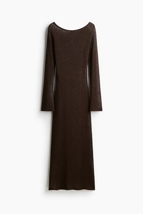 H&M Strickkleid aus Seidenmix - Dunkelbraun