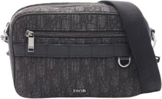 Dior Pre-owned Safari Oblique Canvas Leather Shoulder Bag - Heren - Vintage Schoudertas - Zwart - ONE Size - Leer - Vintage