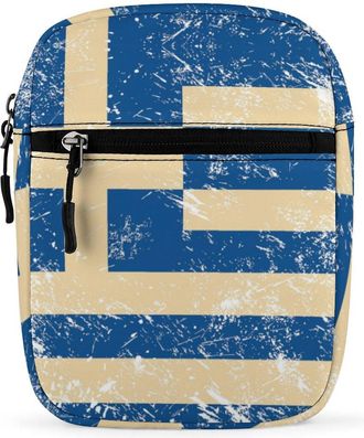 Generic Greece Flag Vintage Trendy Crossbody Bag for Men Women Small Satchel Men Sling Adjustable Shoulder Strap Messenger