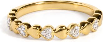 House of Brilliance Yellow Gold Vermeil Diamond Accent Mini Heart Band Ring