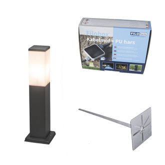 QAZQA Qazqa Moderno Farola Exterior Moderna Gris Oscuro Con Opal 45 Cm Ip44 - Malios Pl&aacute;stico /acero Inoxidable Alargada Adecuado Para Led Max. 1 X 60 Watt