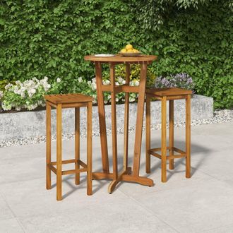 vidaXL Mesa Y Taburetes Altos De Jard&iacute;n 3 Pzas Madera Maciza Acacia Vidaxl