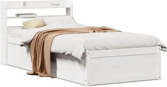 vidaXL Estructura De Cama Con Cabecero Madera De Pino Blanca 90x200 Cm Vidaxl