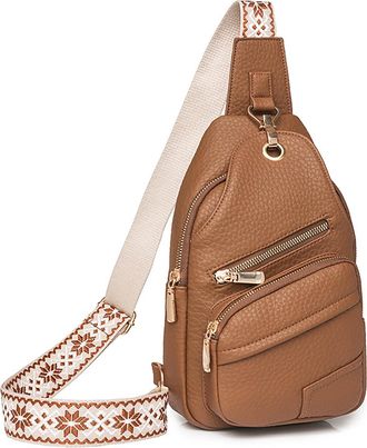 Generic Womens Retro Shoulder Bag, Pu Lightweight Crossbody Bag, Multi-Pocket Design Chest Bag, Suitable for Storing Wallets, Cosmetics and Small Items (Khak,