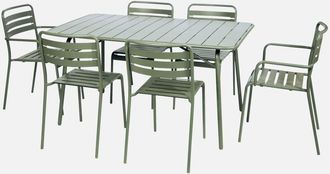Sweeek Mesa de jardín plegable de metal con 2 sillones y 4 sillas