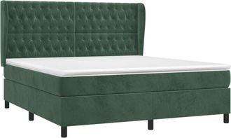 vidaXL Vidaxl - Cama Box Spring Con Colch&oacute;n Terciopelo Verde Oscuro 180x200 Cm