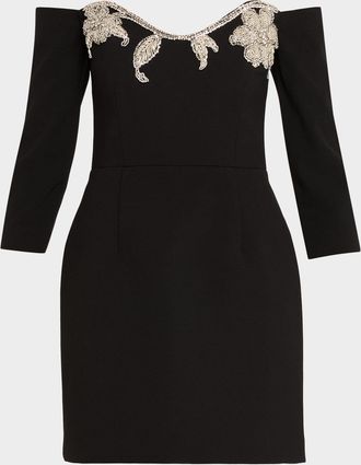 Rebecca Vallance Ellerie Floral Diamante Off-Shoulder Mini Dress