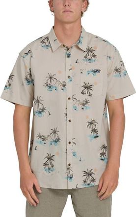 Billabong Sundays Short Sleeve Cotton Blend Button-Up Shirt in Fog at Nordstrom, Size X-Large