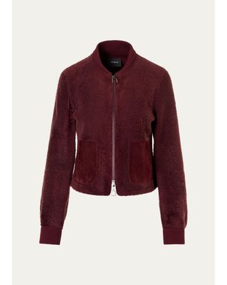 Akris Mady Lambskin Shearling Bomber Jacket