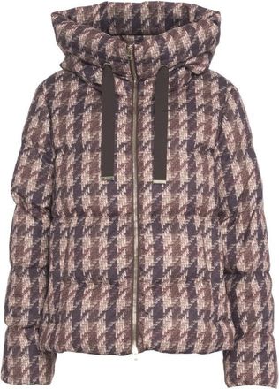 Herno Pied De Poule Padded Coat With High Collar