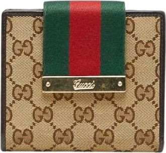 Gucci Pre-owned Wallets, female, Beige, Size: ONE SIZE Pre-owned Canvas Wallet