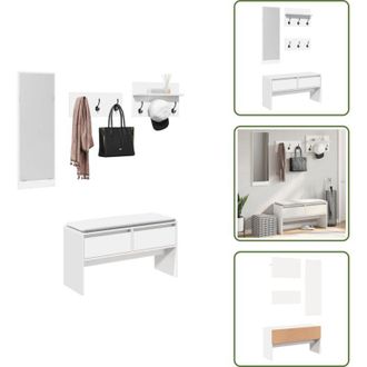 vidaXL Appendiabiti - vidaXL Set Mobili da Ingresso 4 pz Bianco in Legno Multistrato - Specchio da ingresso