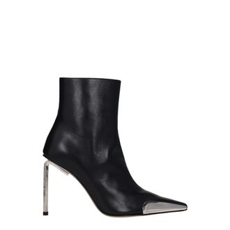 Off-white Black Leather Ankle Womens Boots