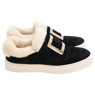 Roger Vivier Buckle Sneaker in Black Suede