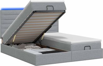 vidaXL Letto Ottomano Con Materasso E Led Grigio Chiaro 200 X 200 Cm Vidaxl