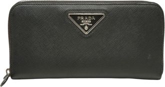 Prada Black Leather Long Wallet (Bi-Fold) (Pre-Owned)
