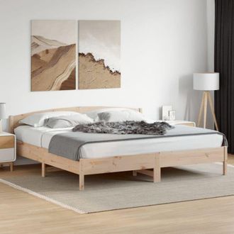 vidaXL Estructura De Cama Sin Colch&oacute;n Madera Maciza De Pino 135x190 Cm