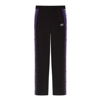 Versace Jeans Couture Broeken, Dames, Zwart, S, Polyester, Elegante broek met rechte pijpen en logo detail - Maat 42