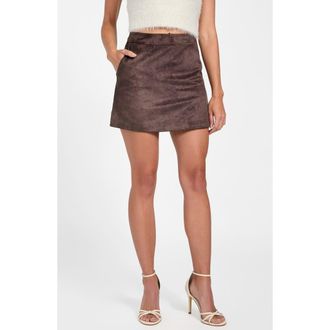 Guess Camryn Faux Suede Miniskirt in Dark Brown at Nordstrom, Size Medium