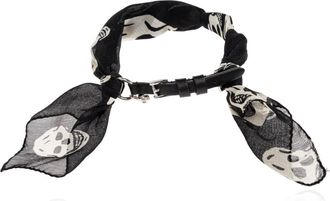 Alexander McQueen Accessoires, Dames, Zwart, ONE Size, Leer, Zijden armband met schedelmotief