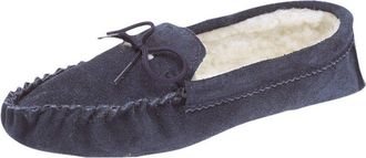 Mokkers JAKE Leather Full Moccasin Made In England Slippers - Navy Blue Real Suede, Mens UK 12 / EU 46