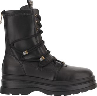 Pinko Eva Leren Enkellaarzen - Dames - Veterlaarzen - Zwart - 36 EU - Leer - Schoenen