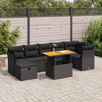 vidaXL Set De Sof&aacute;s De Jard&iacute;n 7 Pzas Con Cojines Rat&aacute;n Sint&eacute;tico Gris Vidaxl